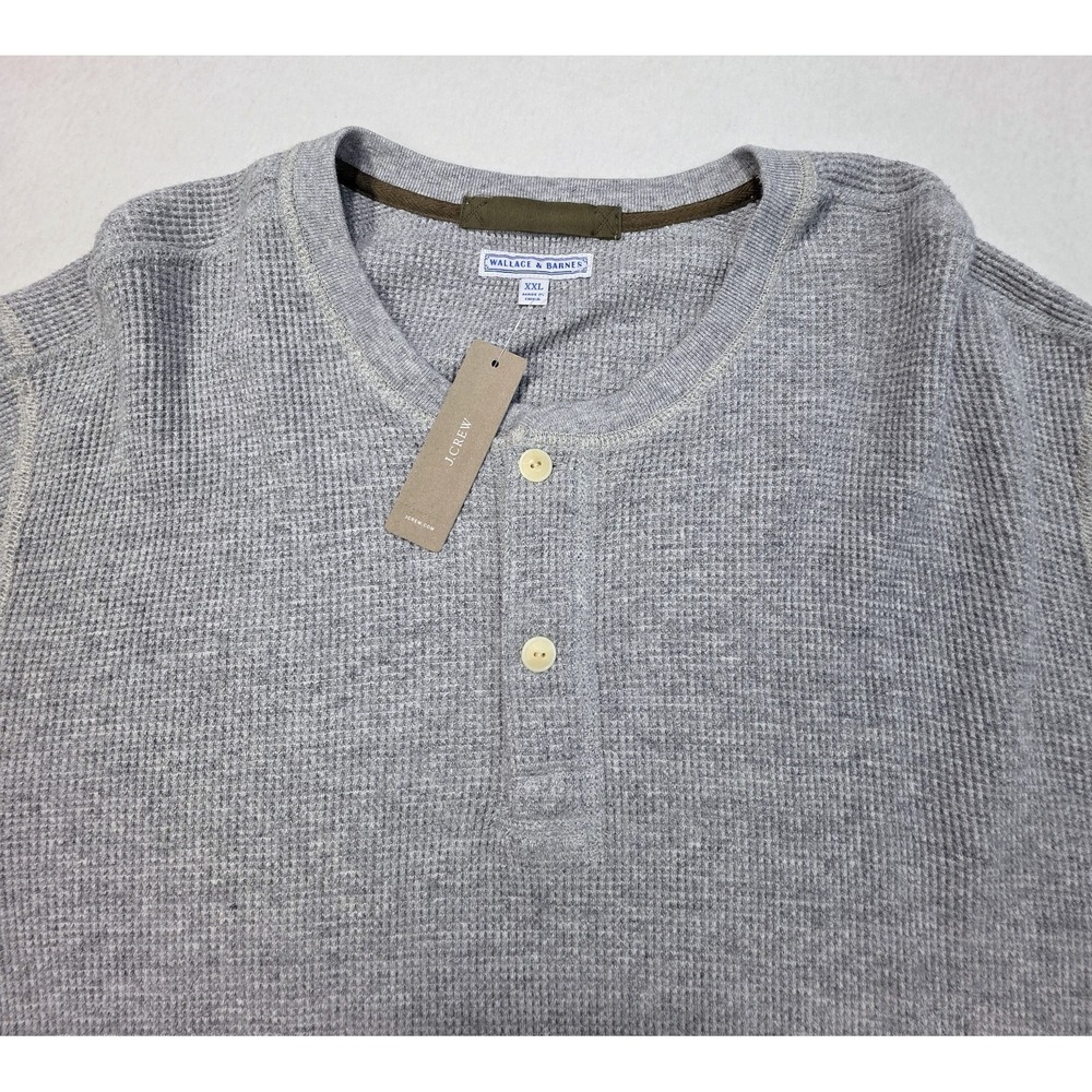 NEW Wallace & Barnes Thermal Henley Shirt Mens 2XL Waffle Weave Gray‎